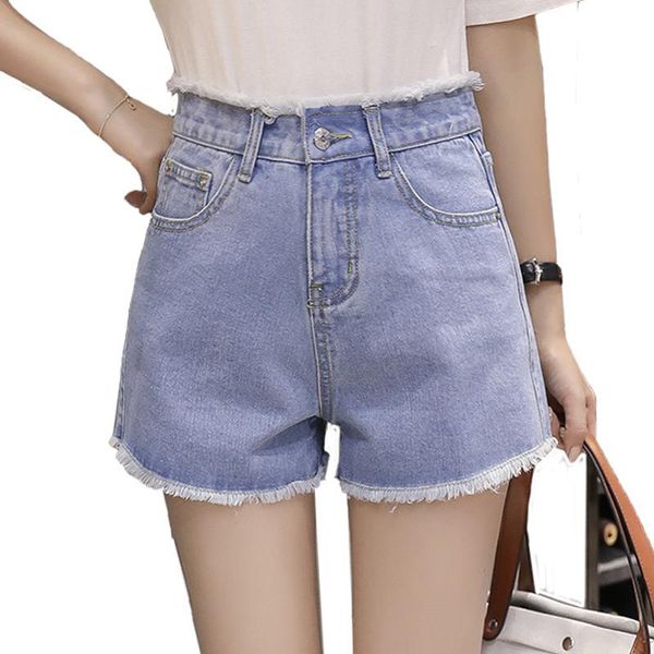 

women's shorts 2021 summer autumn vintage high waist denim women slim tassel casual jeans plus size blue ladies street wear, White;black