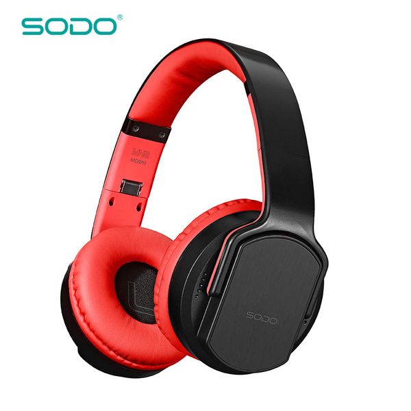 Bluetooth-Kopfhörer Lautsprecher 2 in 1 SODO MH2 faltbarer NFC-HiFi-Stereo-Wireless-Over-Ear-Kopfhörer V5.0 mit Mikrofon-Unterstützung TF-Karte FM