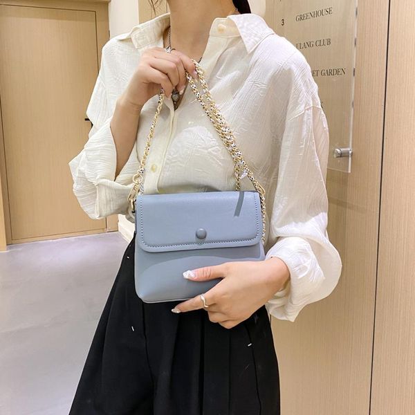 

evening bags shoulder bag 2021 metal chain solid color women brand classic square flap messenger pu small clutch purse lady crossbody
