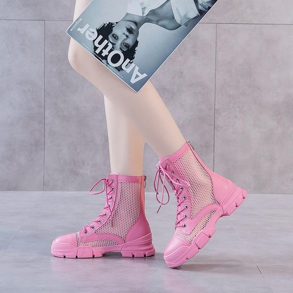 

net yarn boots women spring and summer thin section shoes breathable sandals short for, Black