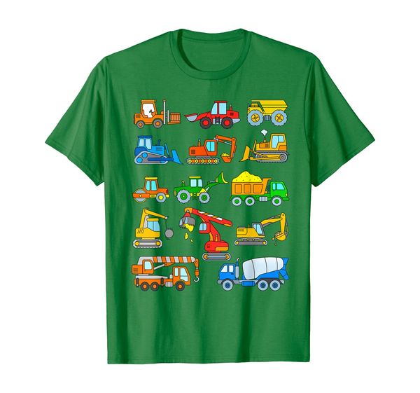 

construction excavator shirt for boys girls men and women, White;black