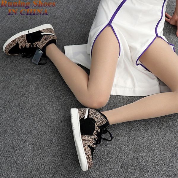 

1 mid se leopard (gs) bq6931 021 black pale ivory desert ore men womens trainers highsneakers baskets plateforme size 36-47 schoenen