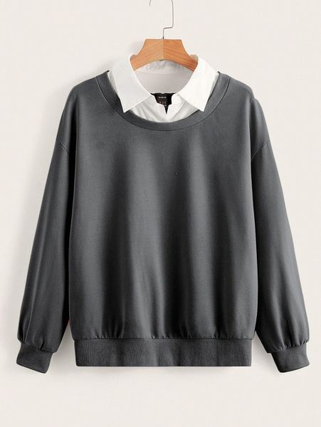

solid drop shoulder sweatshirt z0gm#, White;black