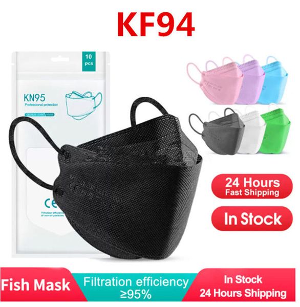 

stock kf94 mask black kn95 disposable fish face mask 4ply ear loop reusable mouth cover fabric 3d mouth masks cover mascarilla