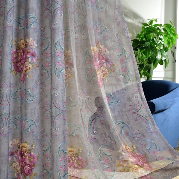 

europe retro floral curtain for living room linen drape bedroom natural fabric blackout window blinds x637#40 & drapes