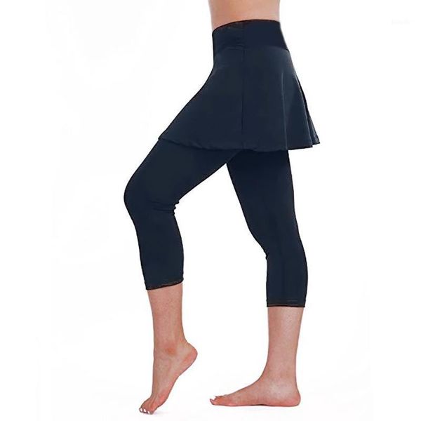

women 2-in-1 active tennis skirts inner solid shorts leggings with pocket stitching elastic sports fitness golf skorts 2021 yoga outfit