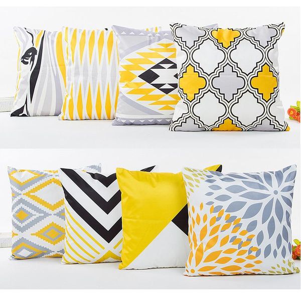

cushion/decorative pillow geometric printed sofa cushion cover 45x45cm yellow series throw decorative home living room office el car