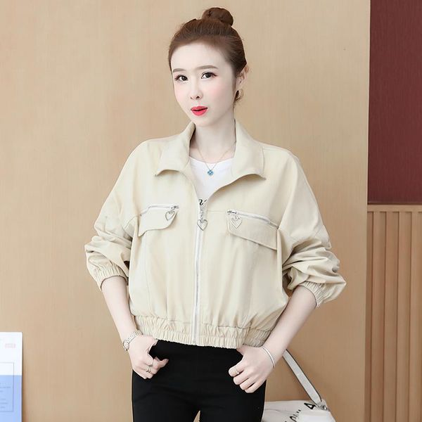 

women's suits & blazers 2021 spring autumn short jacket women fashion loose long-sleeve zipper baseball clothes casual ladies solid out, White;black