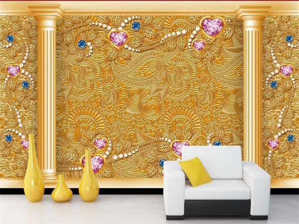 

wallpapers 3d wallpaper po custom livingroom mural rome column golden relief painting sofa tv background for wall