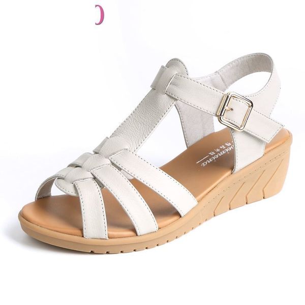 

sandals summer classic genuine leather wedges women gladiator female platform shoes sandalias mujer s2j3, Black