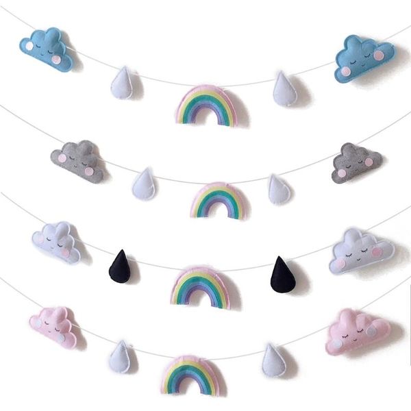 

decorative objects & figurines nordic felt string cloud garland party banner kids room hanging wall decor tent bed baby shower bunting ornam