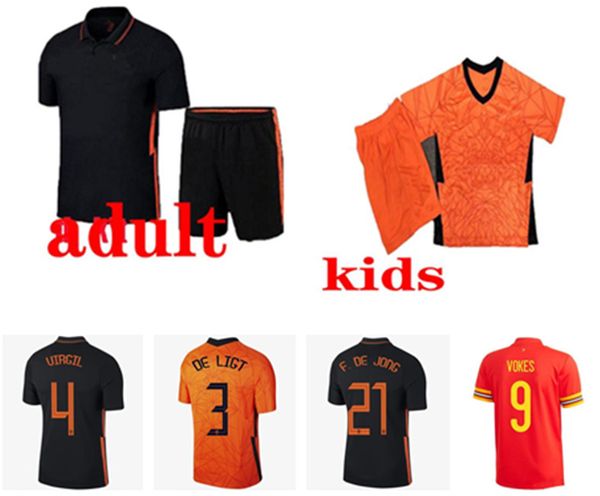 

classic quality2021soccer jersey jong de ligt strootman van dijk 20 21 men + kids kit football jerse, Black;yellow