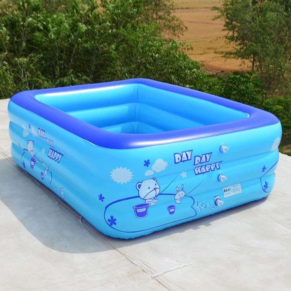 

2/3layers children inflatable pool bathing tub baby kid home outdoor large swimming square & accessories