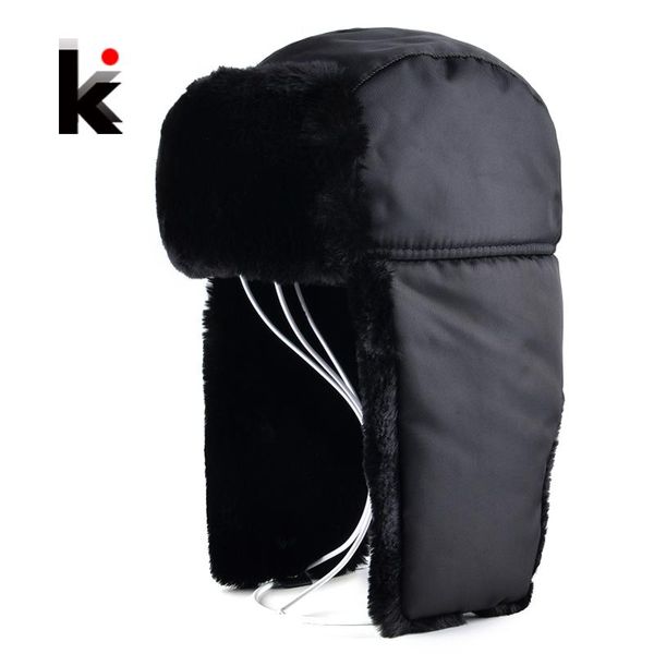 

berets 2021 men's bomber hats warm faux fur russian warterproof snow caps with earflap for men outdoor thick classic male leifeng hat, Blue;gray