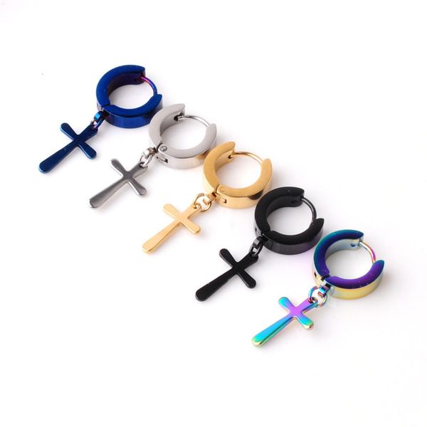 

puncture jewelry fashion personality simple stainless steel cross pendant earrings