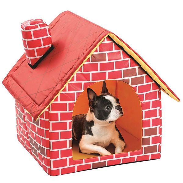 

portable pet cat dog house home red brick supplies warm cozy bed kennel puppy travel accessories kennels & pens