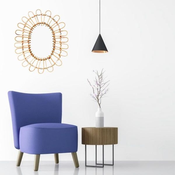 

mirrors rattan art decoration makeup mirror dressing bathroom wall hang g6da