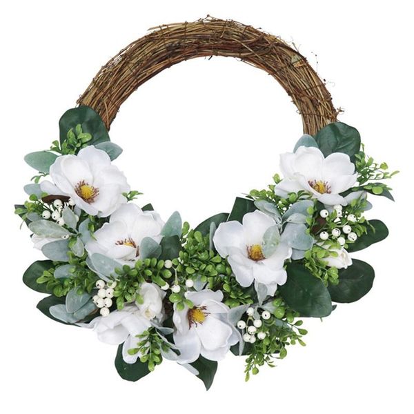 

decorative flowers & wreaths artificial magnolia flower wreath christmas for front door wall windows wedding party farmhouse home decoration