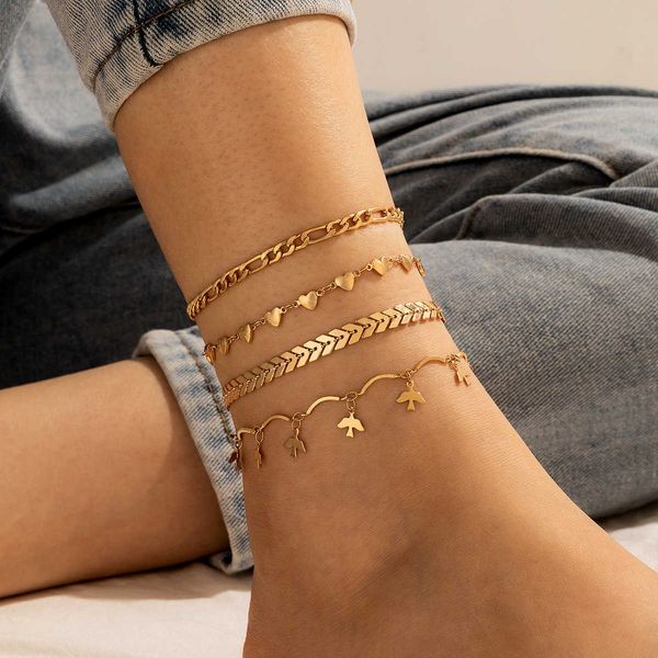 

simple suit anklet bohemian style airplane chain love bird tassel anklet 4-piece set, Red;blue
