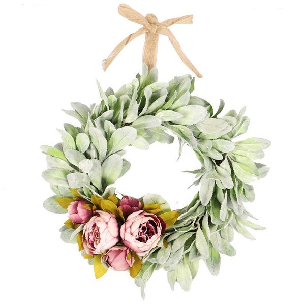 

flocking leaf peony garland wreath ribbon bowknot simulated plant wall hanging halloween thanksgiving christmas decorative flowers & wreaths