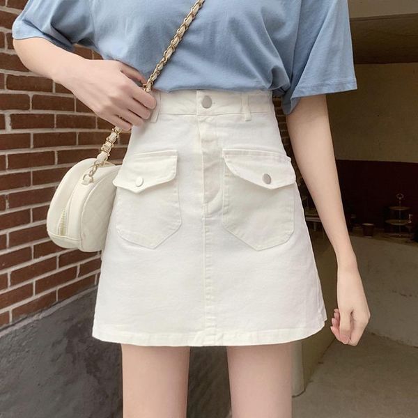 

skirts spring and summer 2021 a-line skirt korean version of the high-waisted thin hip slim all-match short, Black