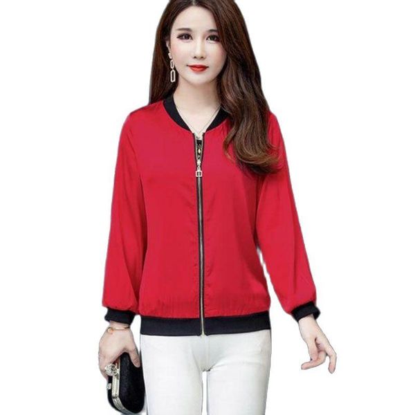 

women's jackets imitate silk middle-aged mother jacket 2021 spring autumn female short baseball uniform loose large size coat, Black;brown
