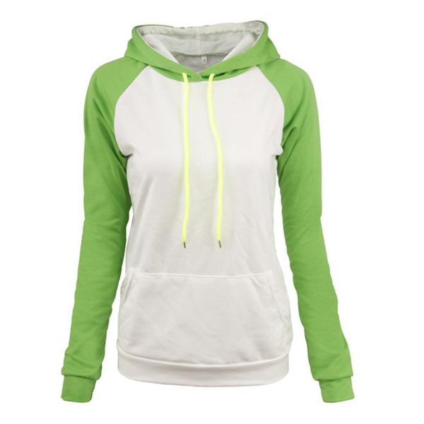 

women's hoodies & sweatshirts color matching long-sleeved pocket hooded drawstring slim, Black