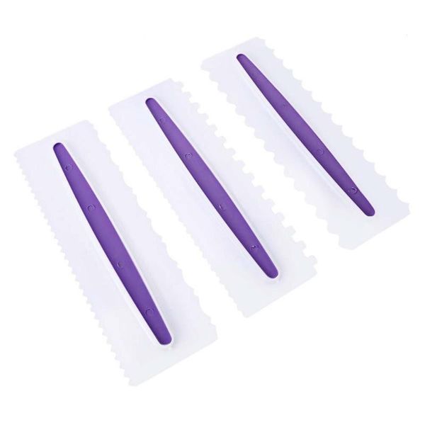 

baking & pastry tools tool 3 pcs large paddle cream scraper comb flowers cake decor fbe2