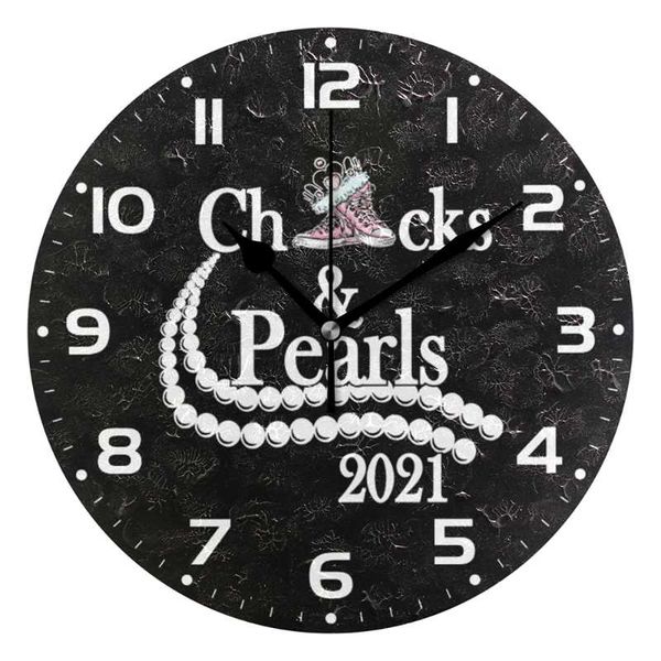 

wall clocks chucks and pearls - silent clock 9.8" decorative frameless battery operated contemporary creative round
