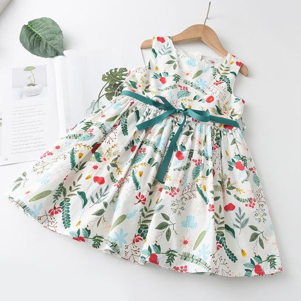 

girl's dresses meneoa 2021 summer european and american style kids for girls floral dress elegant princess cotton girl, Red;yellow