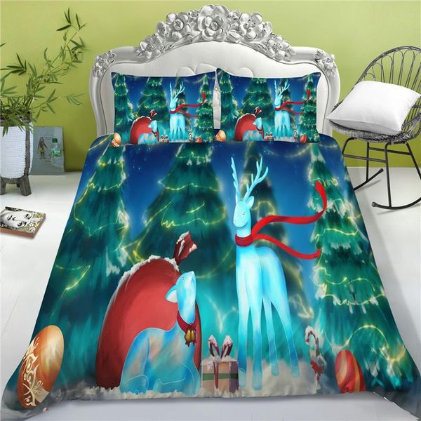 

bedding sets 3d duvet cover set  size santa claus printed polyester bedclothes soft breathable bedroom decorations