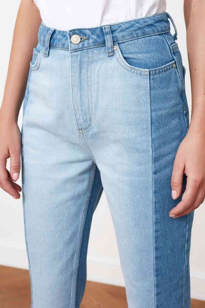 

trendyol blocky high bel mom twoss20je0080 jeans trousers casual denim outerwear blue streetwear vintage women fashion jea