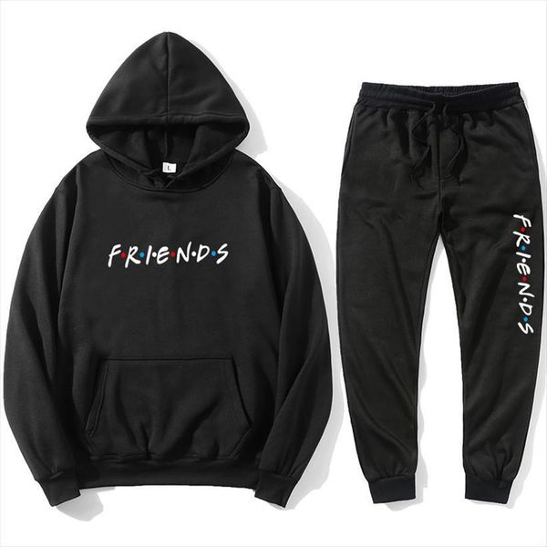 

friends hoodie set harajuku letter men tracksuit printing mouth pullover hip hop jogging pants sweatshirt sportswear sweatpants, Gray