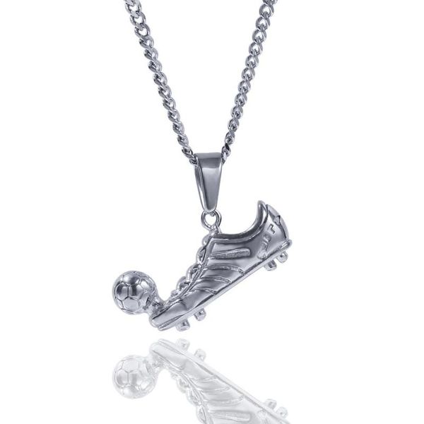 

pendant necklaces men hip hop football shoes soccer fashion stainless steel male charm pendants necklace hiphop jewelry gifts, Silver