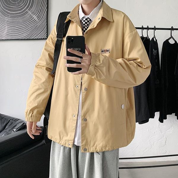 

men's jackets 2021 spring autumn loose plus size simple solid color couple jacket casual street style hip hop trend men coat, Black;brown