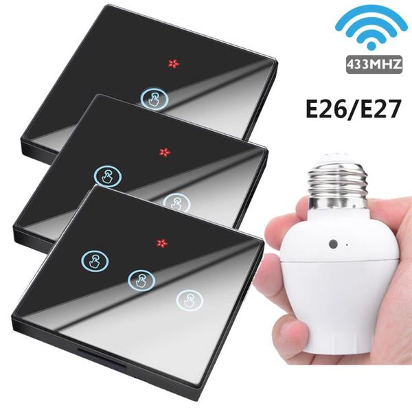 

bulb base 110v 220v light socket industrial fittings lamp holder with touch wireless 1/2/3 gang remote control smart home