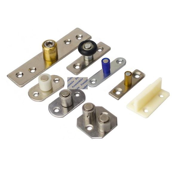 

2pcs floor mount sliding wooden door guide roller retainer hung pivot brass wheel bottom grooved other hardware