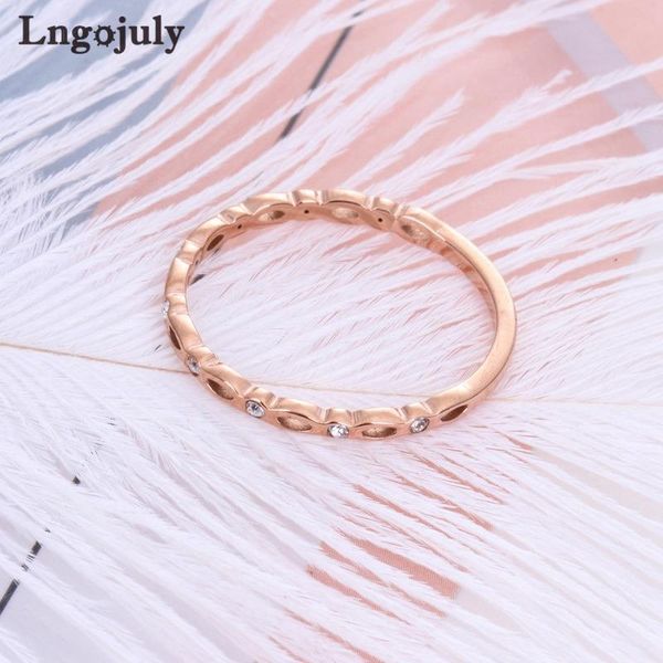 

wedding rings women titanium steel jewelry rosegold zirconia for lovers anniversary party gifts wholesale, Slivery;golden