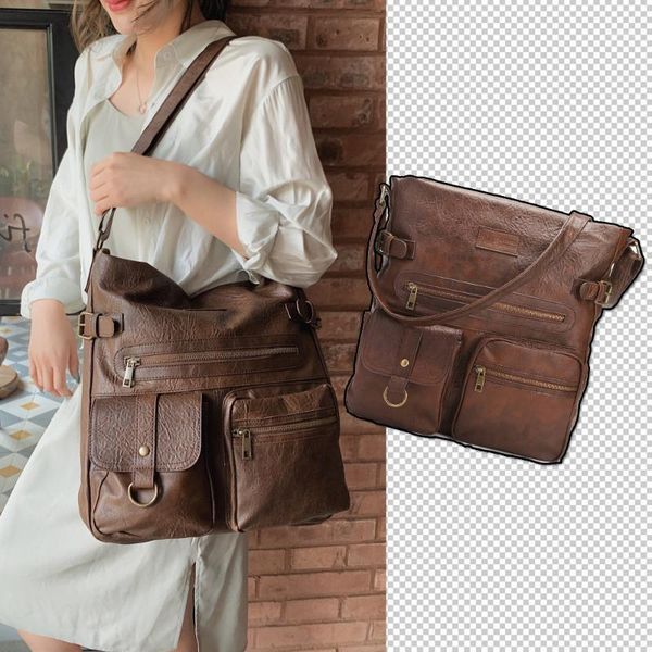 

evening bags bag women's handbag pu leather messenger hobos shoulder for women big tote crossbody large zipper female retro1