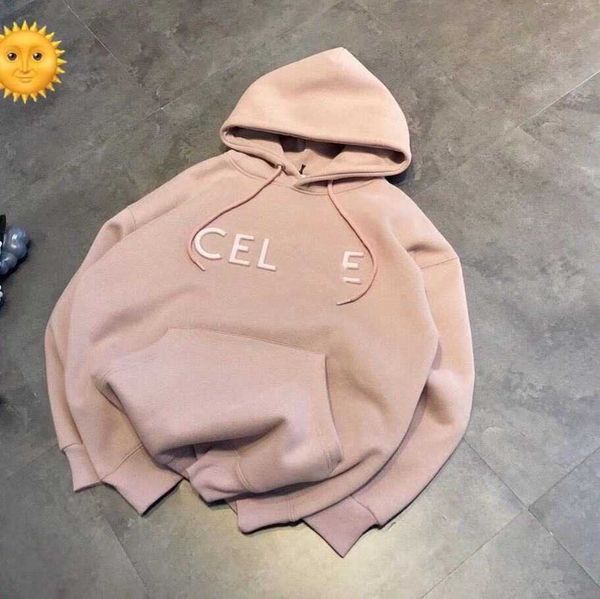 

men's hoodies autumn and winter 21 new cel + steel printed 3d convex letters leisure loose hooded plush sweater couple hoodie, Black