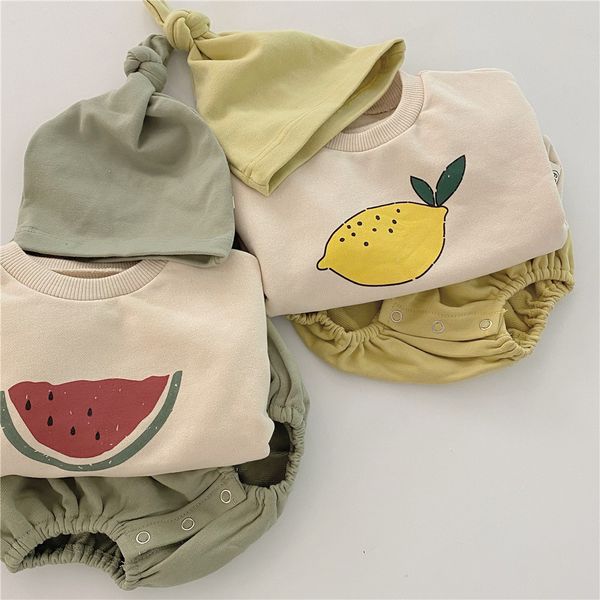 

0-24m autumn newborn baby boy girl casual sweatshirt fruit print long sleeve + shorts+hat outfit kids clothes set, Camo