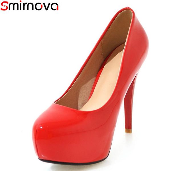 

smirnova big size 33-45 2021 spring summer fashion round toe women pumps stiletto high heels solid color wedding shoes dress, Black