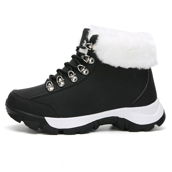 

boots warm winter boots; thick, plush female outdoor hiking shoes waterproof non-slip pu snow, Black