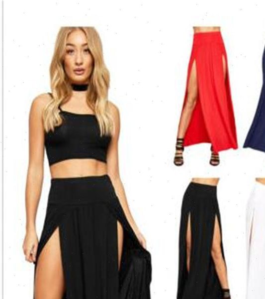 

arrival high waisted women skirts double slits summer solid long maxi skirt wholesale 51 valentines day gifts, Black