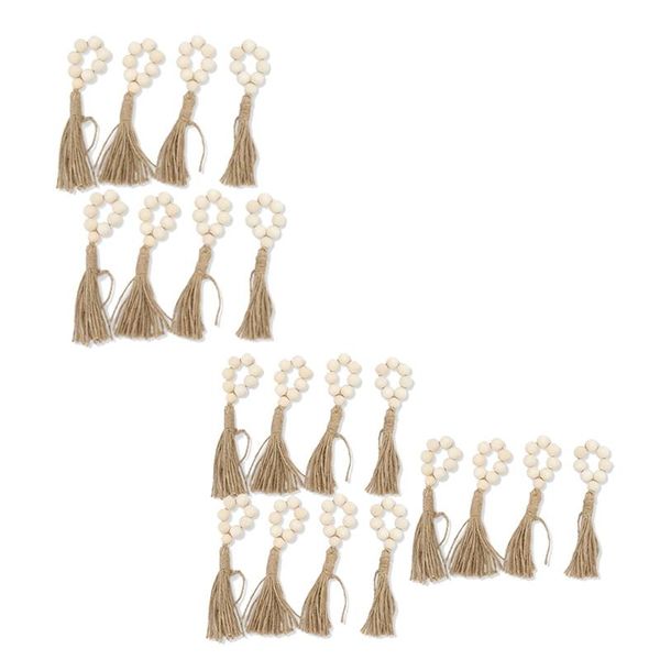 

tassels wooden bead handmade napkin buckles farmhouse natural white rings