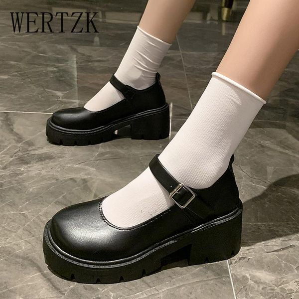 

dress shoes small leather women 2021 spring models mary jane women's japanese high heels retro platform, Black