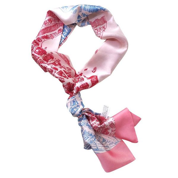 

scarves spring and autumn ins korea dongdaemun small scarf female horse city double professional long ribbon, Blue;gray