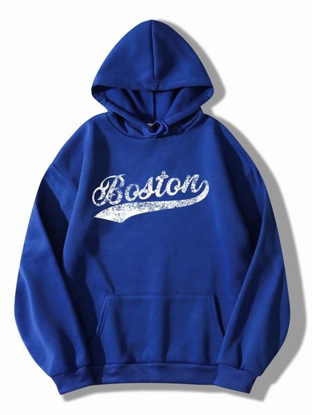 

letter graphic kangaroo pocket drawstring thermal hoodie a4qo#, White;black