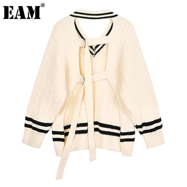 

women's sweaters women's [] backless knitting sweater loose fit round neck long sleeve women pullovers fashion tide autumn winter, White;black