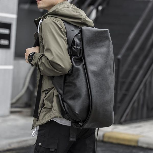 

backpack men's fashion trend casual simple university men pu